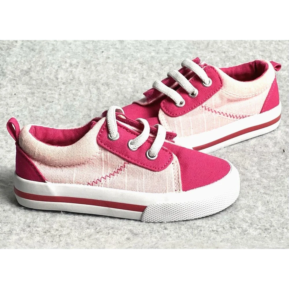 Wonder Nation Girls 5 Toddler Pink Canvas Lace Up Sneakers Casual Play Shoes